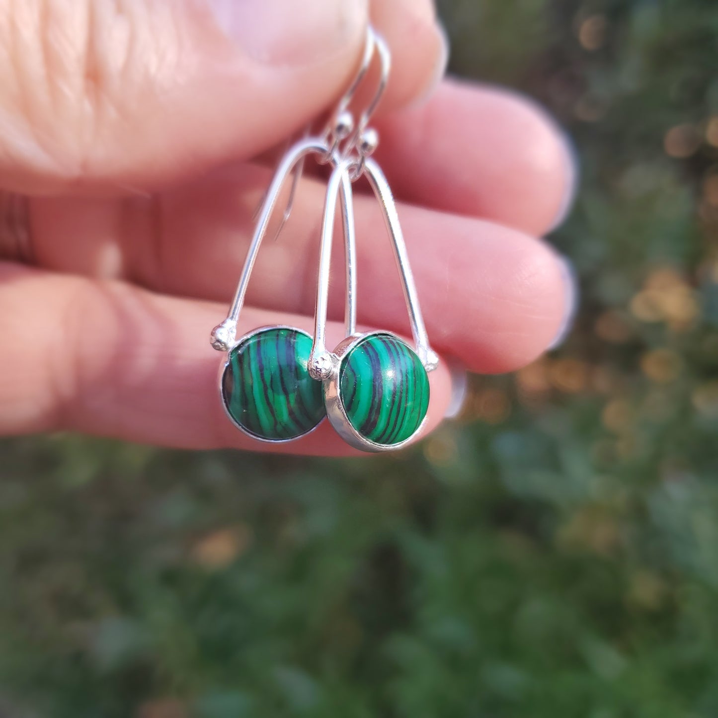 Malachite Sterling Geometric Earrings