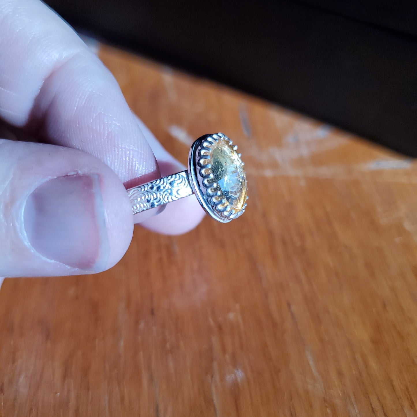 Citrine Ring with Floral Band