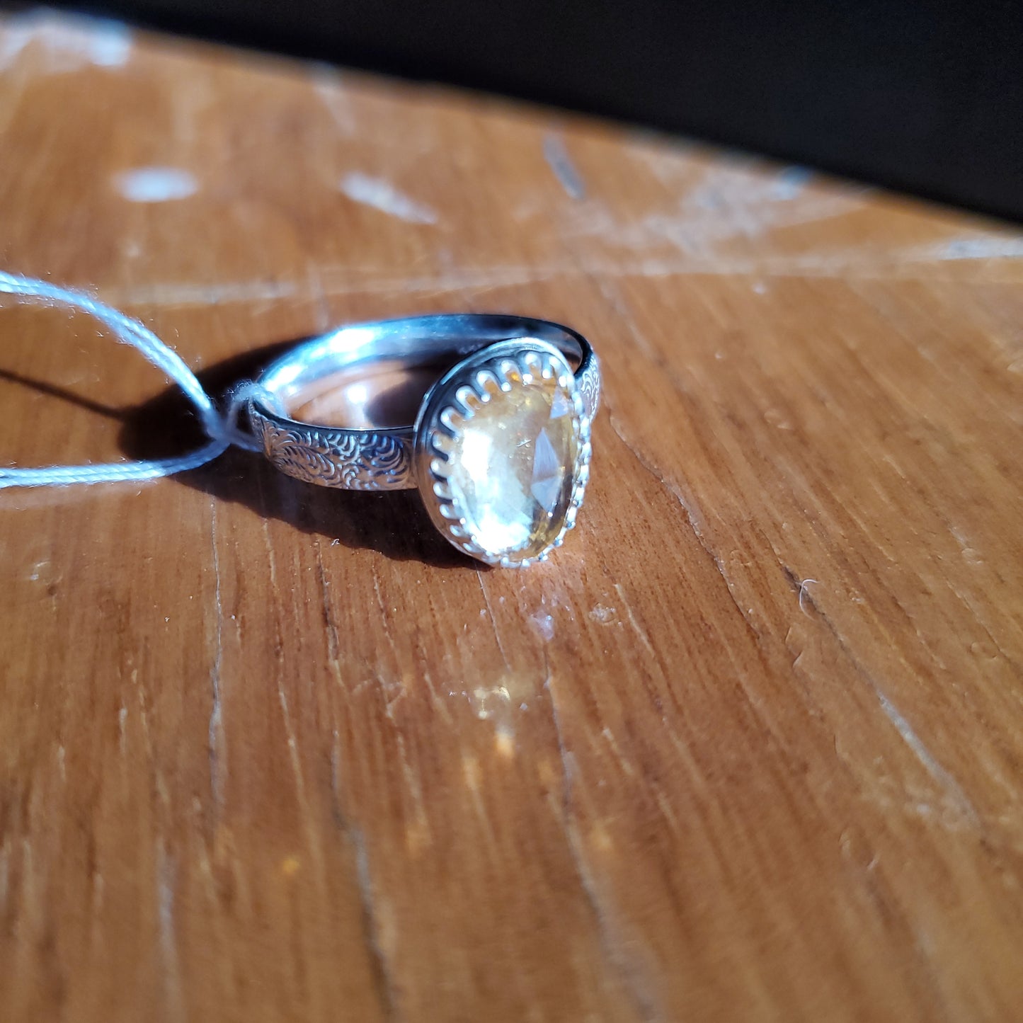 Citrine Ring with Floral Band