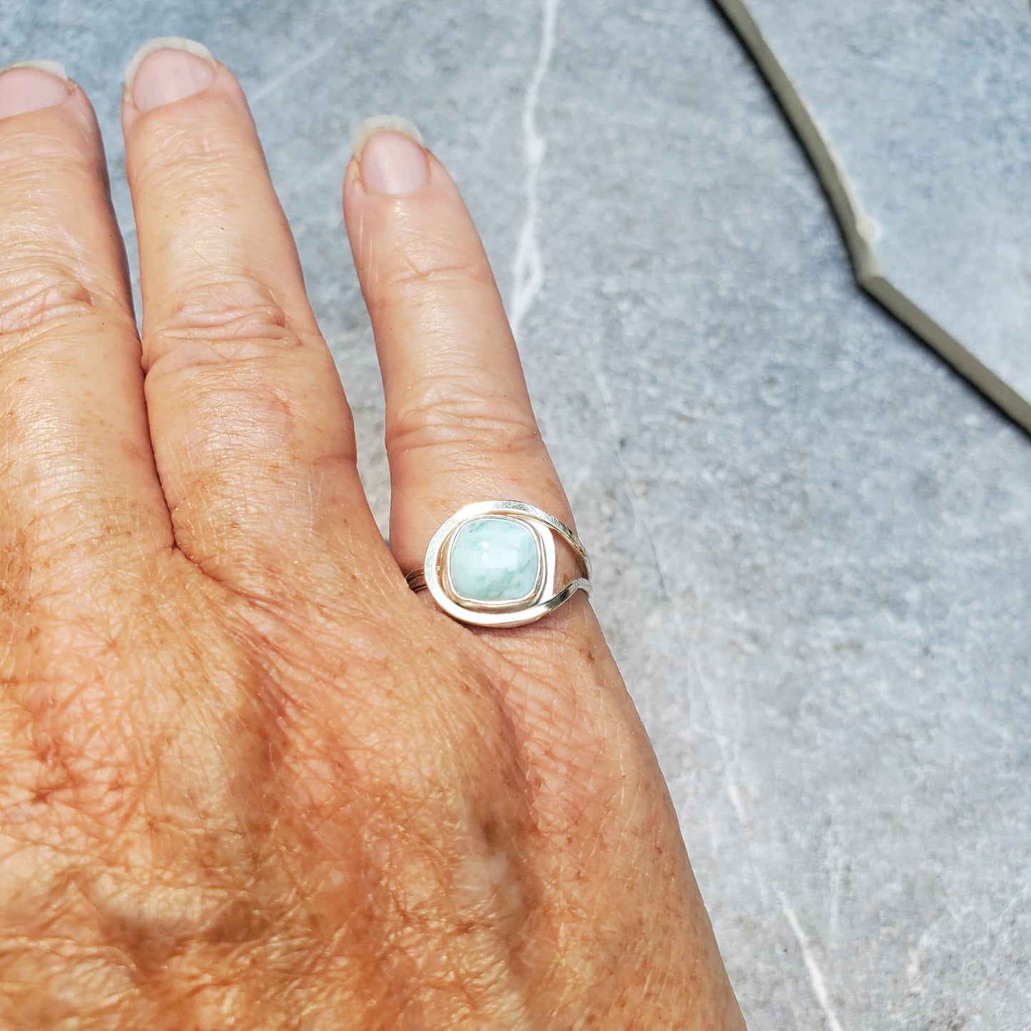 Lovely Larimar pinky ring