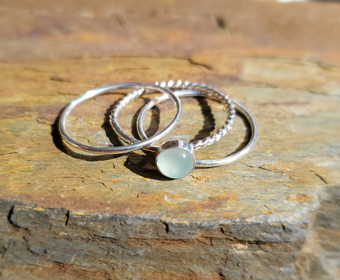 Blue Chalcedony Stacking Ring Set