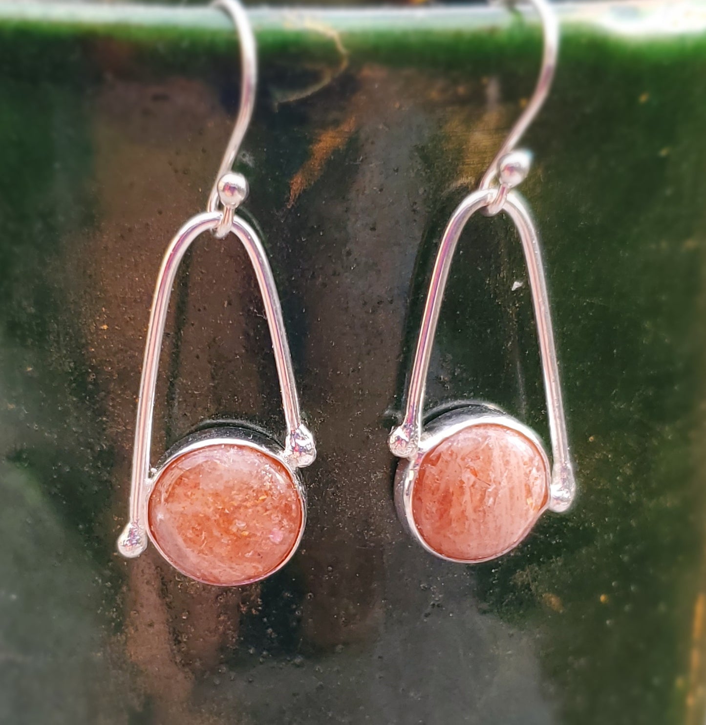 Geometric Sunstone Earrings