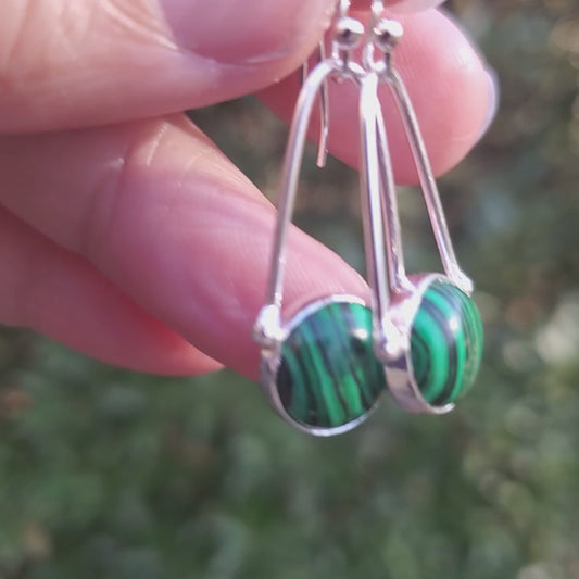 Malachite Sterling Geometric Earrings