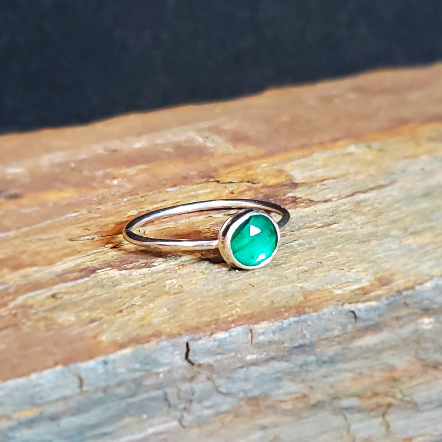 Natural Emerald Ring in Sterling