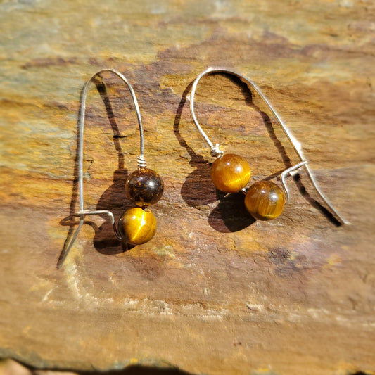 Gem Beaded Tigers-Eye Earrings