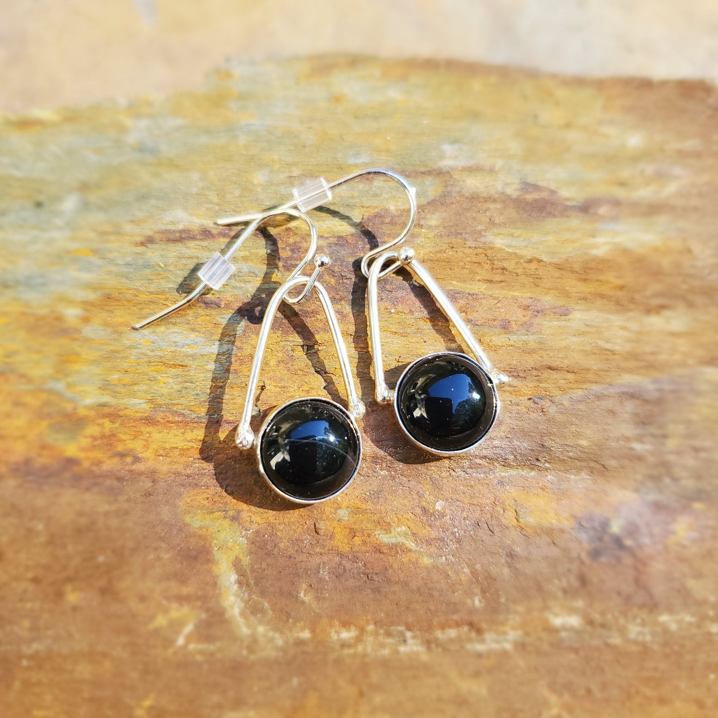 Onyx Sterling Geometric Earrings