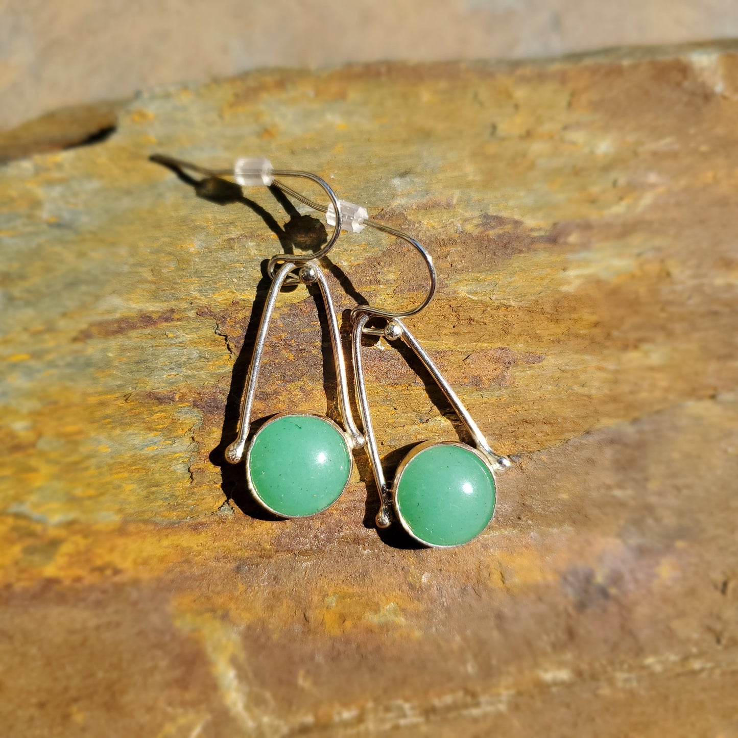 Green Chyrsoprase Sterling Geometric Earrings